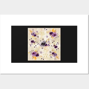 Watercolor Floral 4 | Purple flowers on watercolor background Posters and Art